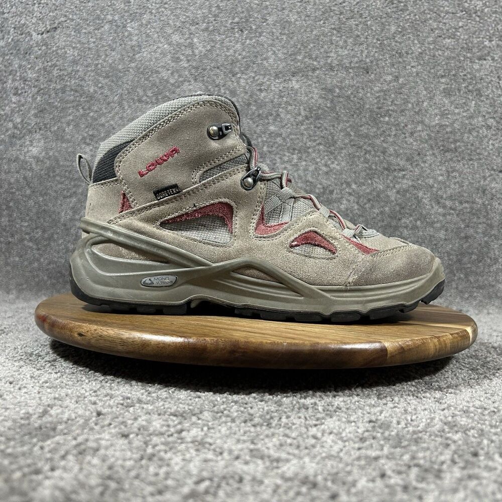 Lowa Bora GTX QC Women’s Size 8 Grey Burgundy GORE-TEX Hiking Boots Used